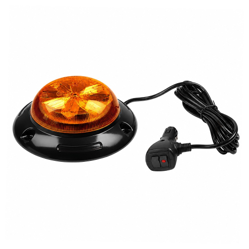 LED maják UFO 12–24 V s oranžovým krytom, napájacím káblom a zástrčkou do automobilovej zásuvky