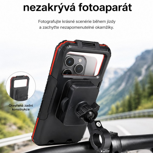 Vodotesné puzdro na mobil na motocykel s priehľadnou časťou pre fotoaparát