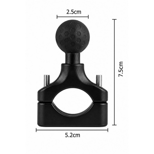 Rozmery objímkového adaptéra 7,5 x 5,2 cm s priemerom gule 2,5 cm