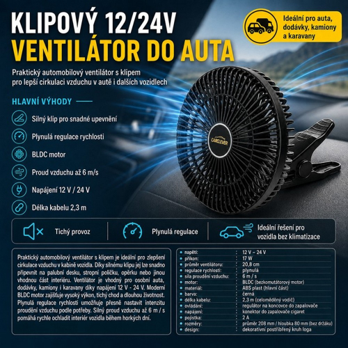 Prehľad výhod a technických parametrov ventilátora s klipom CARCLEVER