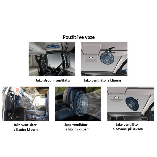 Možnosti použitia ventilátora v aute vrátane uchytenia s pevnou prísavkou na sklo