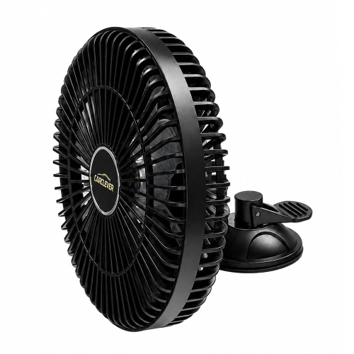 Čierny automobilový USB ventilátor CARCLEVER s upevňovacou prísavkou