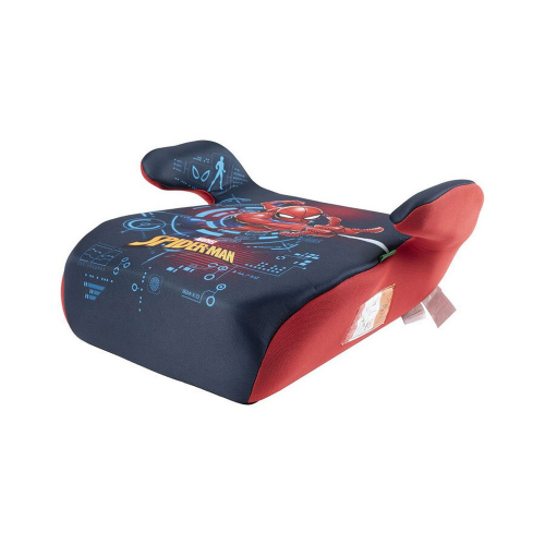 Pohľad z druhej strany na detský podsedák Spiderman s látkovými štítkami