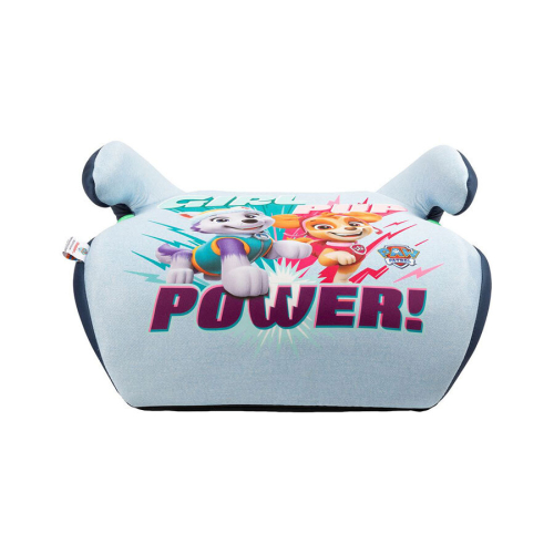 Detský podsedák i-Size v modrom provedení s nápisom Girl Pup Power! z spredu