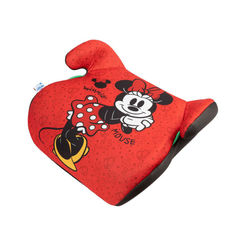 Pohľad z profilu na detský auto podsedák Minnie Red s pohodlnými opierkami na ruky