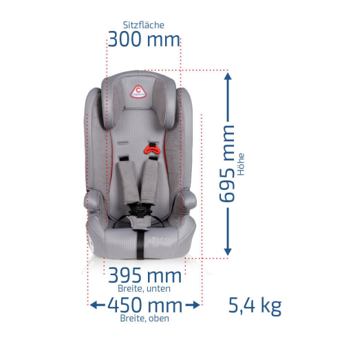 Detská autosedačka capsula MT6 sivá, rozmery a hmotnosť 5,4 kg.