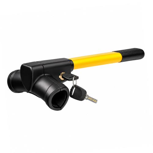 Zámok volantu CarClever ROTARY LOCK so žltým ramenom a dvojicou kľúčov