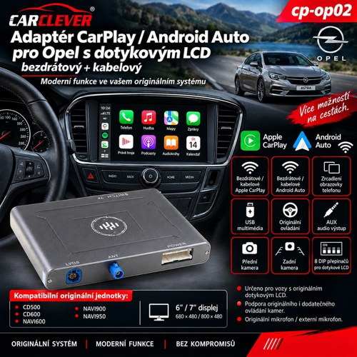 Adaptér CarPlay a Android Auto pre Opel CD500, CD600, NAVI600, NAVI900 a NAVI950
