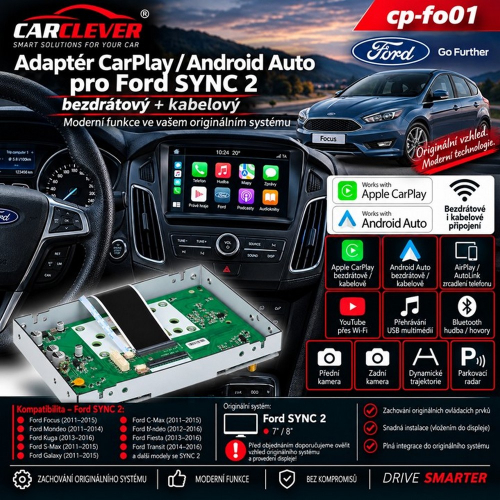 Adaptér CarPlay a Android Auto pre Ford SYNC 2 s bezdrôtovým pripojením