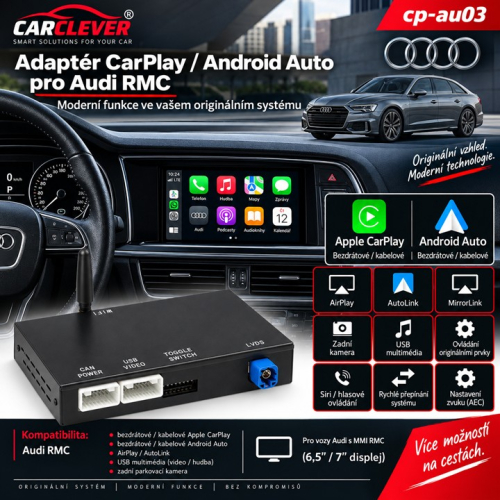 Adaptér CarPlay a Android Auto pre Audi RMC s bezdrôtovým aj káblovým pripojením