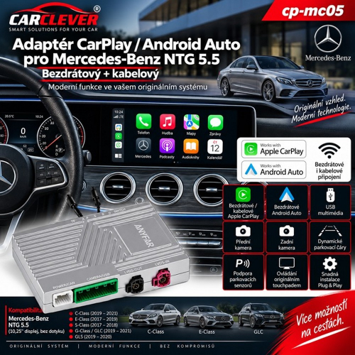 Adaptér CarPlay a Android Auto pre Mercedes-Benz NTG 5.5 s bezdrôtovým pripojením