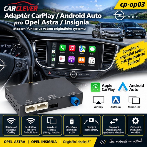 Adaptér CarPlay a Android Auto pre Opel Astra a Insignia s podporou AirPlay, AutoLink a parkovacej kamery
