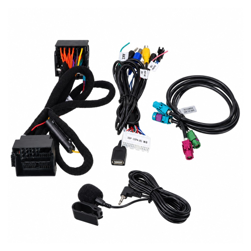 Kabeláž adaptéra s USB, video konektormi, LVDS káblami a externým mikrofónom