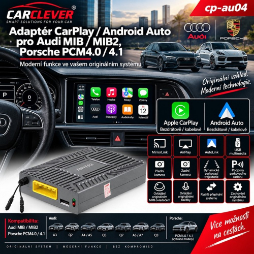 Adaptér CarPlay a Android Auto pre Audi a Porsche s podporou kamier a originálneho ovládania