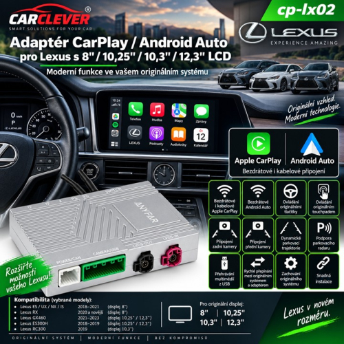 Prehľad funkcií adaptéra pre Lexus s Apple CarPlay a Android Auto
