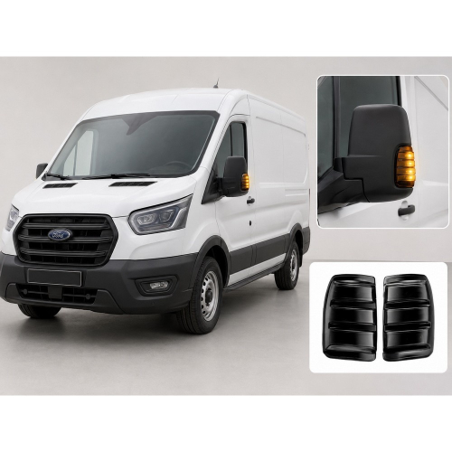 LED dynamické smerovky namontované na spätnom zrkadle Ford Transit